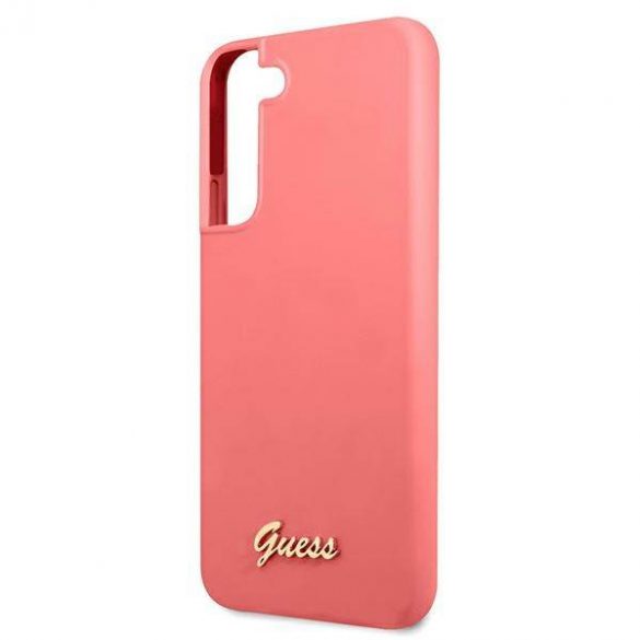 Guess GUHCS22MLSLMGFU S22+ S906 fucsia/fuchsia hard Husă Silicon Script Metal Logo husă