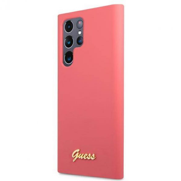 Guess GUHCS22LLSLMGFU S22 Ultra S908 fuksja/fucsia Hardcase Silicon Script Metal Logo Case