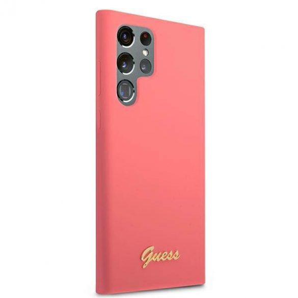 Guess GUHCS22LLSLMGFU S22 Ultra S908 fuksja/fucsia Hardcase Silicon Script Metal Logo Case