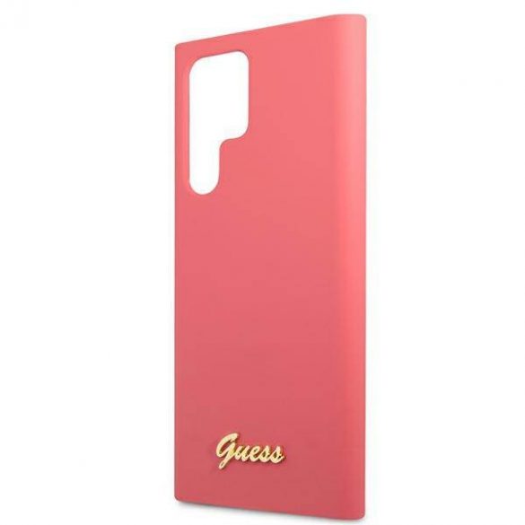 Guess GUHCS22LLSLMGFU S22 Ultra S908 fuksja/fucsia Hardcase Silicon Script Metal Logo Case