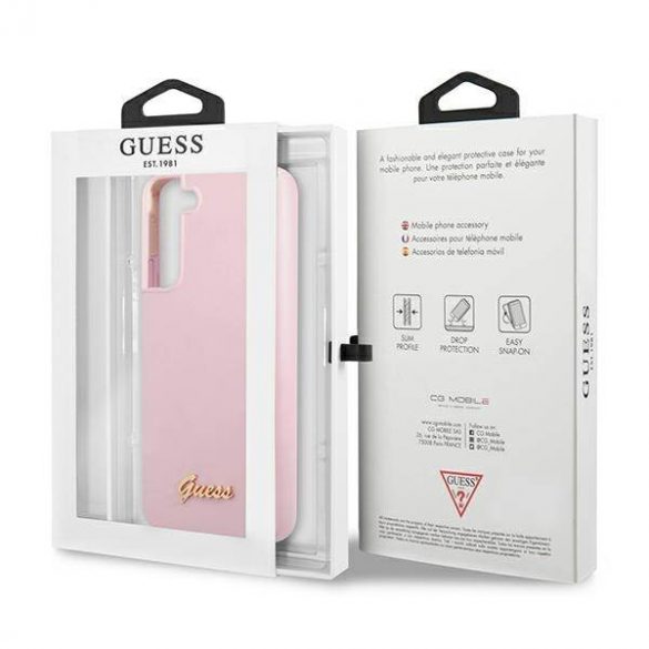 Guess GUHCS22MLSLMGLA S22+ S906 lawenda/lavender carcasă rigidă Silicon Script Metal Logo