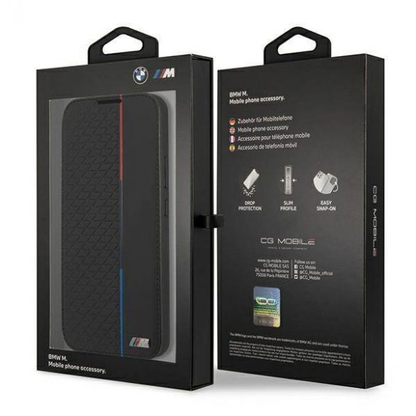 Etui BMW BMBKS22MTRTBK S22+ S906 bibliotecă czarny/negru Colecția M Carcasă Triunghiuri