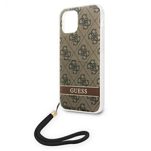 Guess GUOHCP12MH4STW Husă rigidă brązowy/maro pentru iPhone 12/12 Pro 4G Curea de imprimare