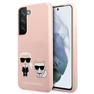 Karl Lagerfeld KLHCS22MSSKCI S22+ S906 hardcase jasno różowy/roz deschis Husă din silicon Ikonik Karl & Choupette