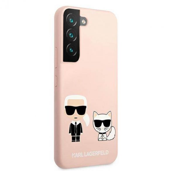 Karl Lagerfeld KLHCS22MSSKCI S22+ S906 hardcase jasno różowy/roz deschis Husă din silicon Ikonik Karl & Choupette