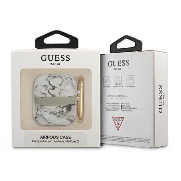 Husă Guess GUA2HCHMAG AirPods 1/2 szary/gri Marble Strap Collection