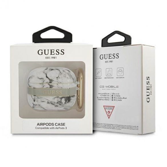 Husă Guess GUA3HCHMAG AirPods 3 szary/gri Marble Strap Collection