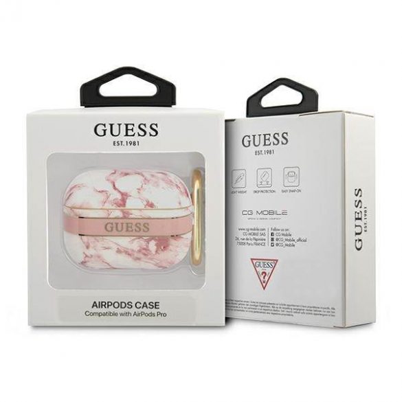 Husă Guess GUAPHCHMAP AirPods Pro husă różowy/roz Marble Strap Collection