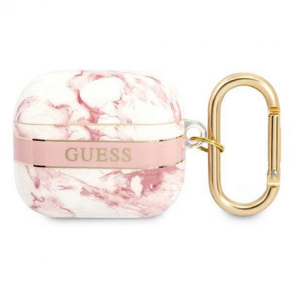 Husă Guess GUA3HCHMAP AirPods 3, rożowy/roz Marble Strap Collection