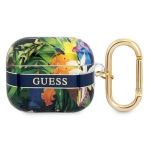 Husa Guess GUA3HHFLB AirPods 3 niebieski/albastru Husa Flower Strap Collection