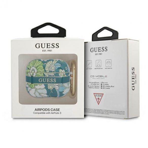 Husă Guess GUA3HHFLN AirPods 3 zielony/verde Husă Flower Strap Collection