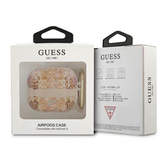 Husă Guess GUA3HHFLD AirPods 3 złoty/aurie Husă Paisley Strap Collection