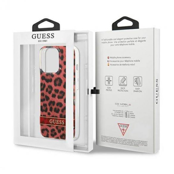 Guess GUHCP13LHSLEOR Husă Leopard pentru iPhone 13 Pro / 13 6,1" czerwony/roșu