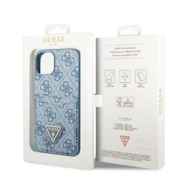 Guess GUHCP13MP4TPB iPhone 13 / 14 / 15 6.1" albastru/albastru hard Husă 4G Triangle Logo Cardslot