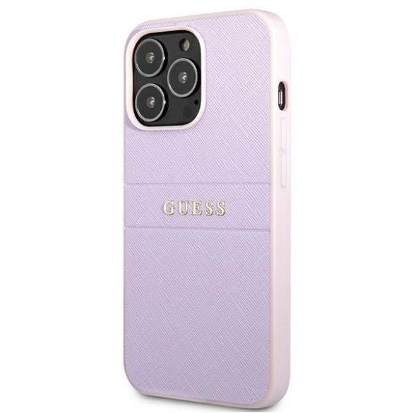 Guess GUHCP13LPSASBPU iPhone 13 Pro / 13 6,1" fioletowy/violet Saffiano Hot Stamp & Metal Logo Case