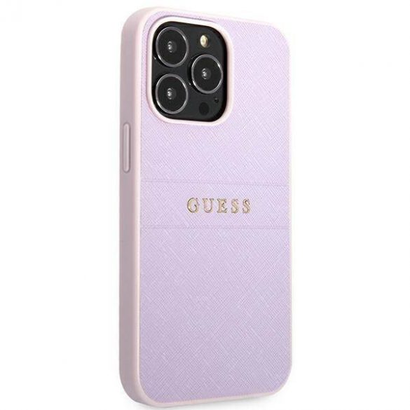 Guess GUHCP13LPSASBPU iPhone 13 Pro / 13 6,1" fioletowy/violet Saffiano Hot Stamp & Metal Logo Case