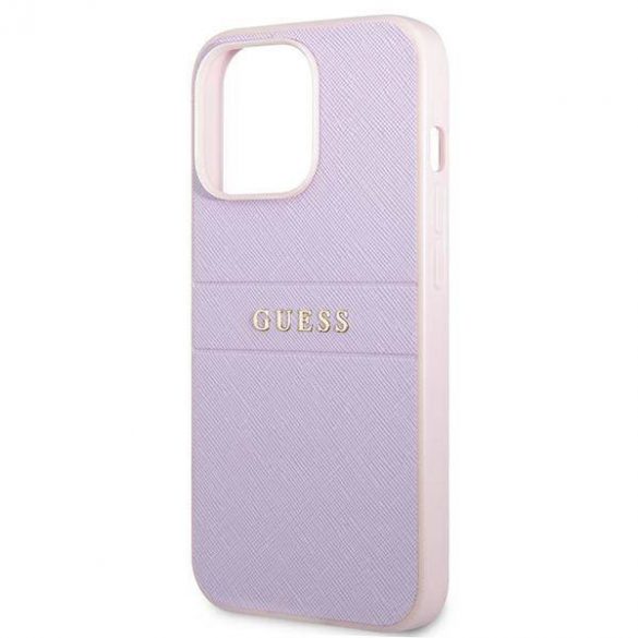 Guess GUHCP13LPSASBPU iPhone 13 Pro / 13 6,1" fioletowy/violet Saffiano Hot Stamp & Metal Logo Case