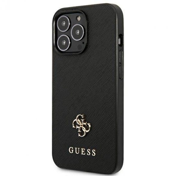 Guess GUHCP13LPS4MK Carcasă rigidă pentru iPhone 13 Pro / 13 de 6,1 inchi, negru/czarny, Saffiano 4G Small Metal Logo