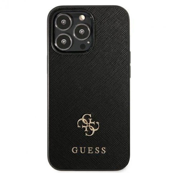 Guess GUHCP13LPS4MK Carcasă rigidă pentru iPhone 13 Pro / 13 de 6,1 inchi, negru/czarny, Saffiano 4G Small Metal Logo