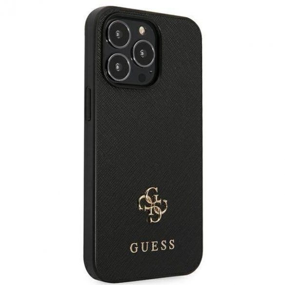 Guess GUHCP13LPS4MK Carcasă rigidă pentru iPhone 13 Pro / 13 de 6,1 inchi, negru/czarny, Saffiano 4G Small Metal Logo