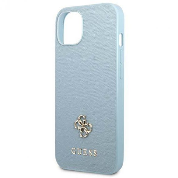 Guess GUHCP13MPS4MB iPhone 13 / 14 / 15 6.1" niebieski/albastru hardcase Saffiano 4G Small Metal Logo