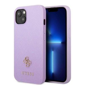 Guess GUHCP13SPS4MU Carcasă rigidă pentru iPhone 13 mini 5,4" violet/violet Saffiano 4G Husă metalică mică cu logo