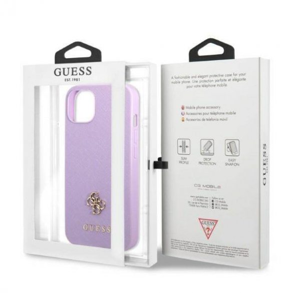 Guess GUHCP13MPS4MU iPhone 13 / 14 / 15 6.1" violet/violet hard Husă Saffiano 4G Small Metal Logo