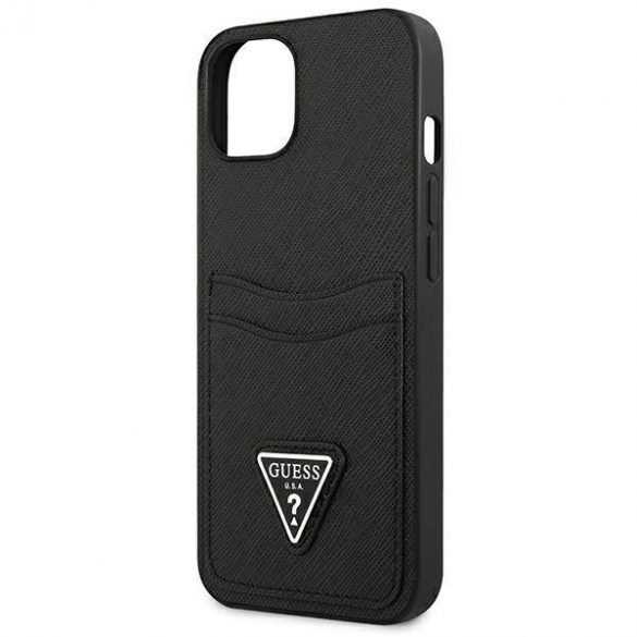 Guess GUHCP13SPSATPK iPhone 13 mini 5,4" carcasă rigidă/neagră SaffianoTriangle Logo Carcasă slot pentru card