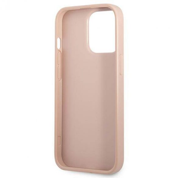 Guess GUHCP13LPSATPP iPhone 13 Pro / 13 6,1" rożowy/roz husă rigidă SaffianoTriangle Logo Carcase slot