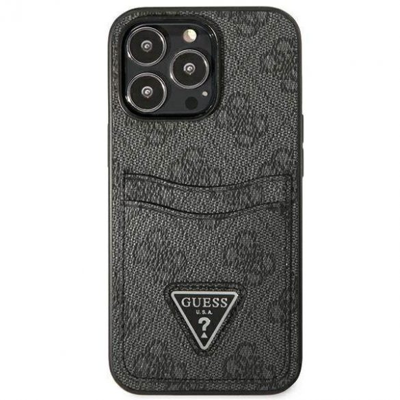 Guess GUHCP13LP4TPK iPhone 13 Pro / 13 6,1" carcasă rigidă neagră 4G Triangle Logo Carcasă