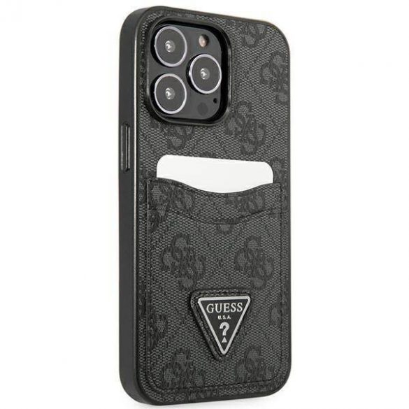 Guess GUHCP13LP4TPK iPhone 13 Pro / 13 6,1" carcasă rigidă neagră 4G Triangle Logo Carcasă