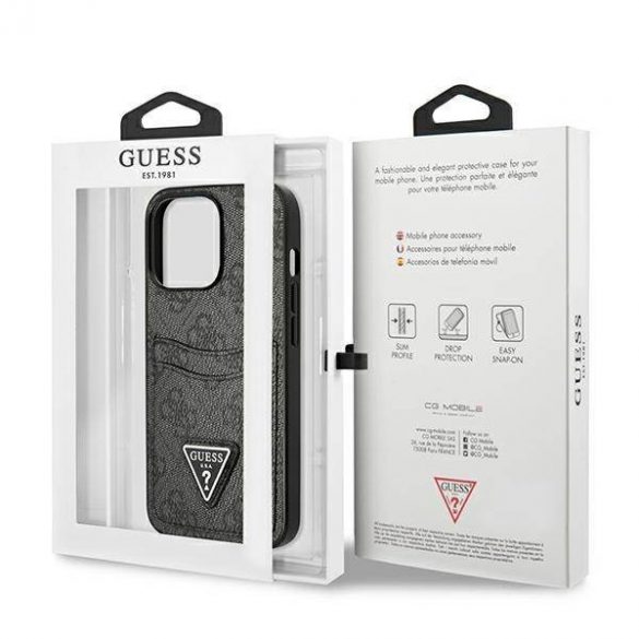 Guess GUHCP13LP4TPK iPhone 13 Pro / 13 6,1" carcasă rigidă neagră 4G Triangle Logo Carcasă