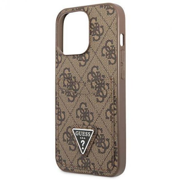 Guess GUHCP13LP4TPW iPhone 13 Pro / 13 6,1" husă rigidă maro/brązowy 4G Triangle Logo Carcasă slot pentru carduri