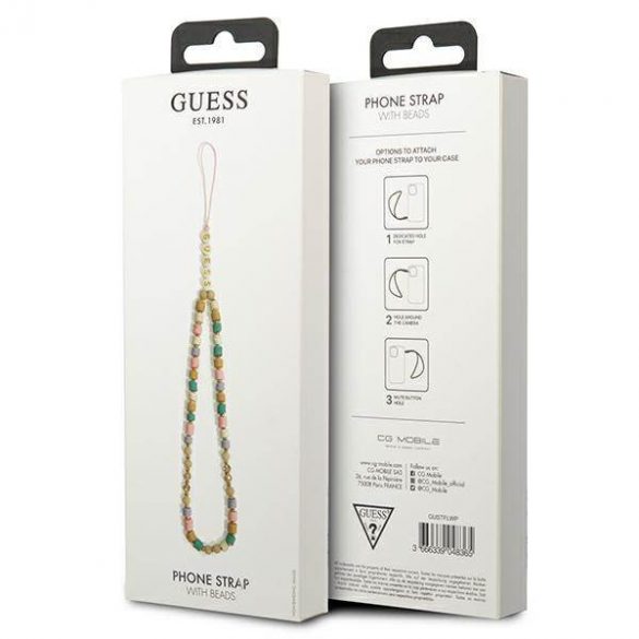 Guess zawieszka GUSTFLWP Curea de telefon rożowy/roz Heishi Beads