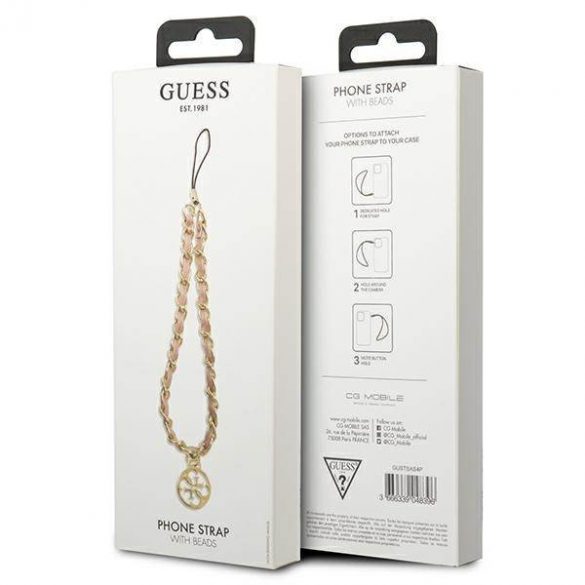 Guess pandativ GUSTSAS4P Telefon curea roz/roz Lanț Metal 4G Charm husă