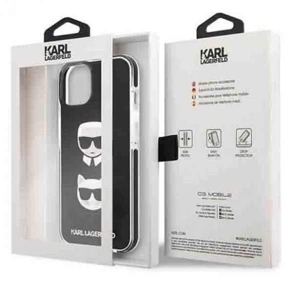 Karl Lagerfeld KLHCP13MTPE2TK iPhone 13 / 14 / 15 6,1" hard Husă negru/negru Karl&Choupette Head