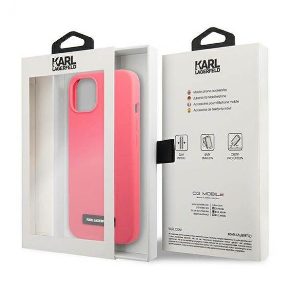 Karl Lagerfeld KLHCP13MSLMP1PI iPhone 13 / 14 / 15 6,1" Hardcase fuksja/fucsia Placă din silicon