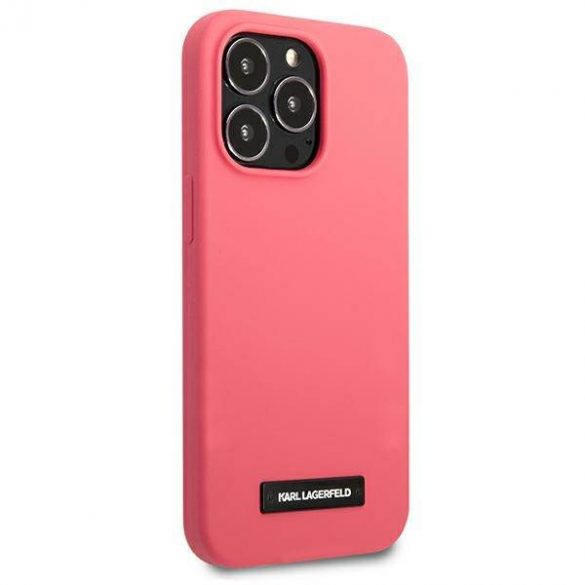 Karl Lagerfeld KLHCP13LSLMP1PI Husă rigidă pentru iPhone 13 Pro / 13 6,1" fuksja/fucsia Husă cu placă din silicon