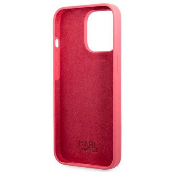 Karl Lagerfeld KLHCP13LSLMP1PI Husă rigidă pentru iPhone 13 Pro / 13 6,1" fuksja/fucsia Husă cu placă din silicon