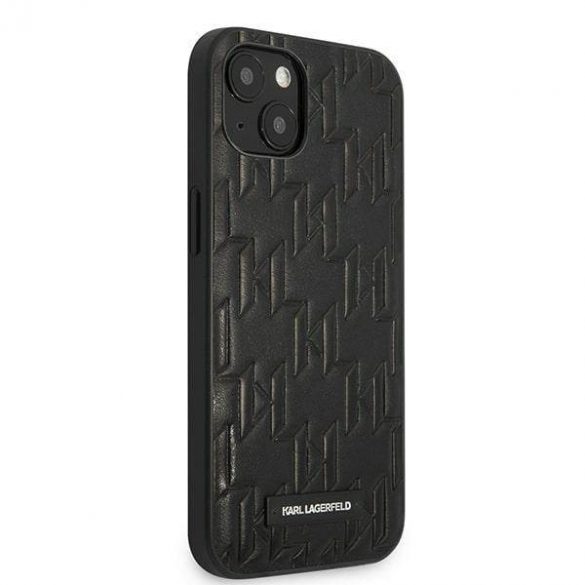 Karl Lagerfeld KLHCP13SMNMP1K Carcasă rigidă pentru iPhone 13 mini de 5,4 inchi, negru/negru, cu placă monogramă