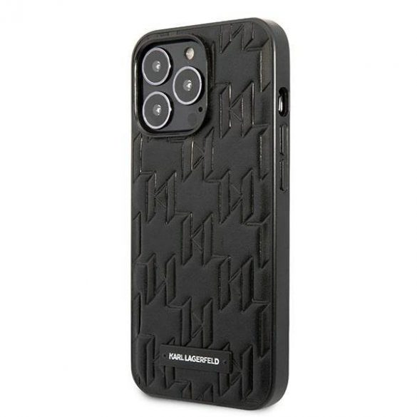 Karl Lagerfeld KLHCP13LMNMP1K Carcasă rigidă pentru iPhone 13 Pro / 13 de 6,1 inchi, negru/negru, cu monogramă