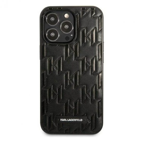 Karl Lagerfeld KLHCP13LMNMP1K Carcasă rigidă pentru iPhone 13 Pro / 13 de 6,1 inchi, negru/negru, cu monogramă