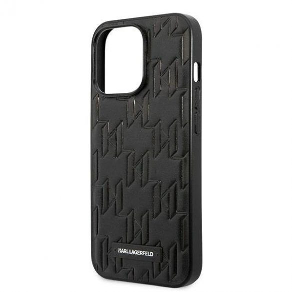 Karl Lagerfeld KLHCP13LMNMP1K Carcasă rigidă pentru iPhone 13 Pro / 13 de 6,1 inchi, negru/negru, cu monogramă