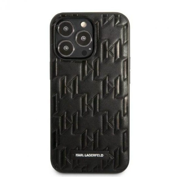 Karl Lagerfeld KLHCP13XMNMP1K Carcasă rigidă pentru iPhone 13 Pro Max de 6,7 inchi, negru/negru, cu placă monogramă