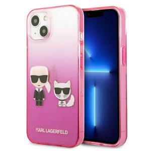 Karl Lagerfeld KLHCP13STGKCP Husă rigidă pentru iPhone 13 mini 5,4" różowy/roz Gradient Ikonik Karl & Choupette