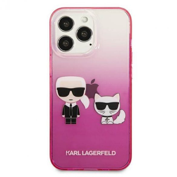 Karl Lagerfeld KLHCP13LTGKCP Husă rigidă pentru iPhone 13 Pro / 13 6,1" rożowy/roz Gradient Ikonik Karl & Choupette