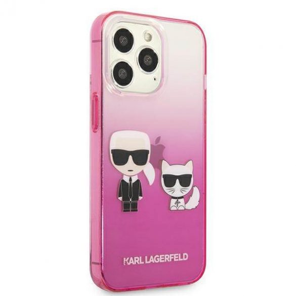 Karl Lagerfeld KLHCP13LTGKCP Husă rigidă pentru iPhone 13 Pro / 13 6,1" rożowy/roz Gradient Ikonik Karl & Choupette