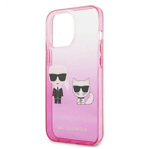 Karl Lagerfeld KLHCP13LTGKCP Husă rigidă pentru iPhone 13 Pro / 13 6,1" rożowy/roz Gradient Ikonik Karl & Choupette