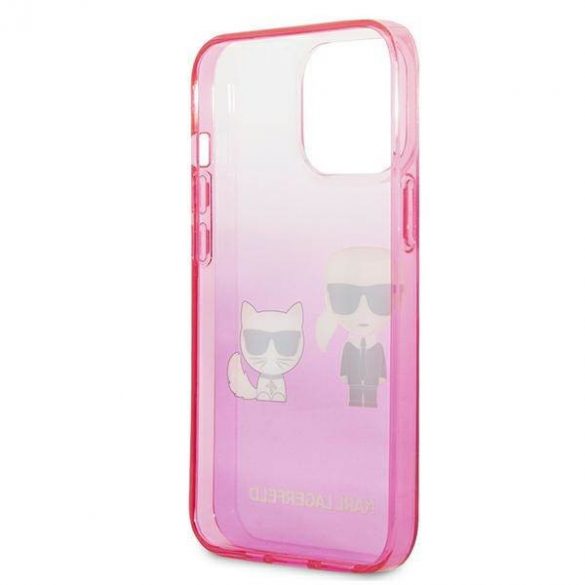 Karl Lagerfeld KLHCP13LTGKCP Husă rigidă pentru iPhone 13 Pro / 13 6,1" rożowy/roz Gradient Ikonik Karl & Choupette