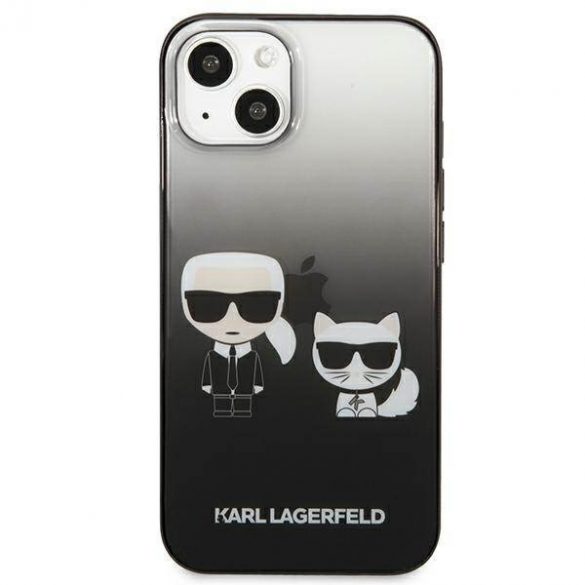 Karl Lagerfeld KLHCP13STGKCK iPhone 13 mini 5,4" hard Husă negru/negru Gradient Ikonik Karl & Choupette husă